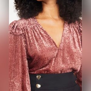 NWT Tanya Taylor Lucy Velvet Pullover Top in Rosewood - Size S